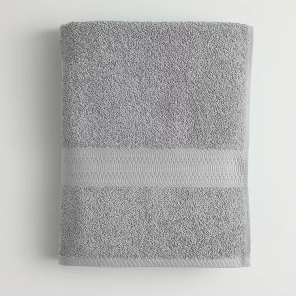 The Big One Solid Bath Towel, Light Grey, 30" x 54" Cotton , ONE TOWEL NEW